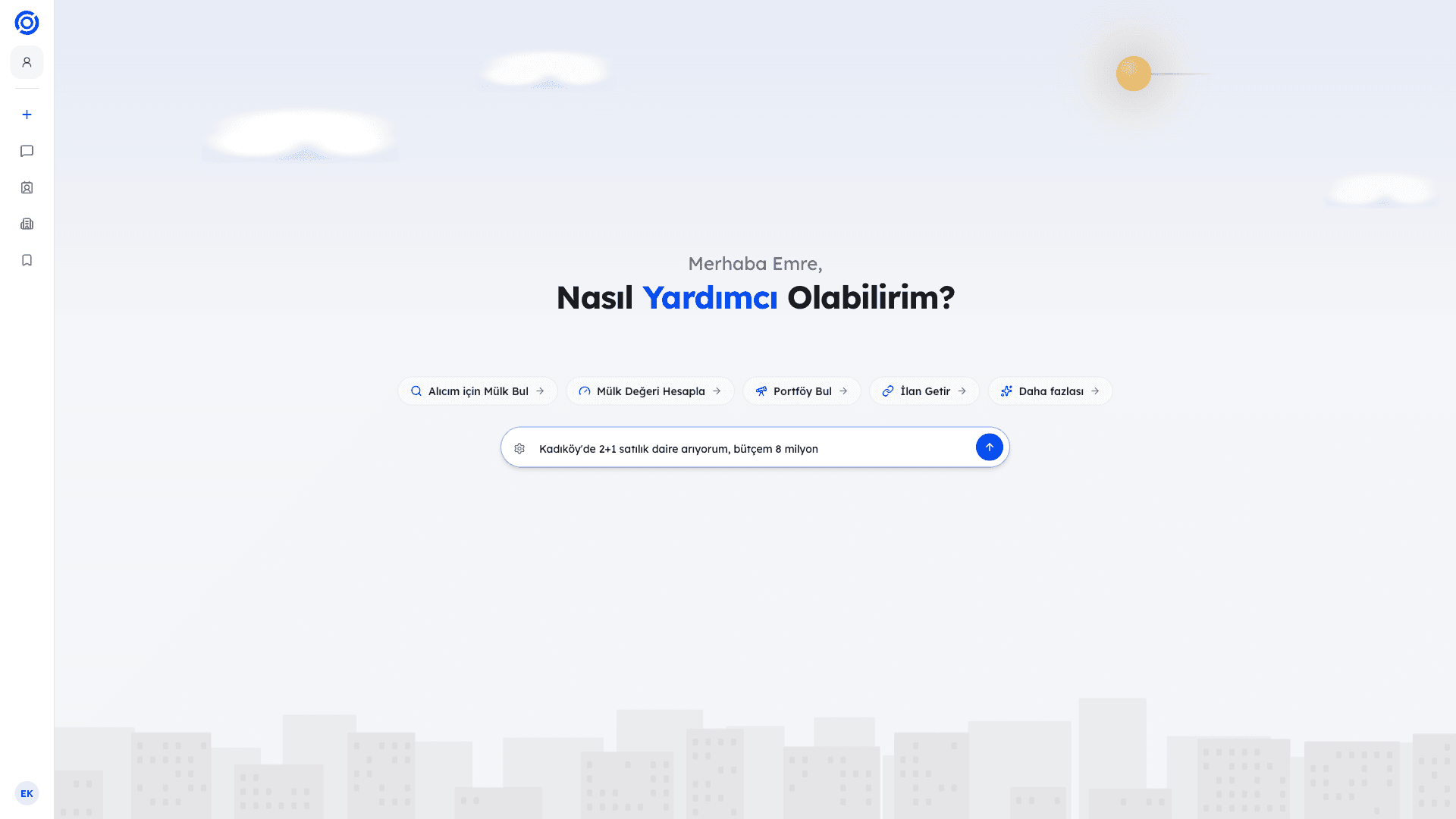 Fizbot sohbet ekranı — soru yazılmış hali